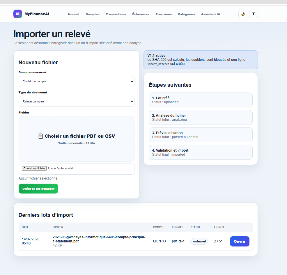 Import de relevé MyFinanceAI